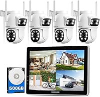 Vista 1 de CAMCAMP Wireless Security Camera System with 10.1" Monitor, Dual Lens PTZ CCTV Camera Security System, 10CH Expandable 4K NVR,Auto Tracking, No