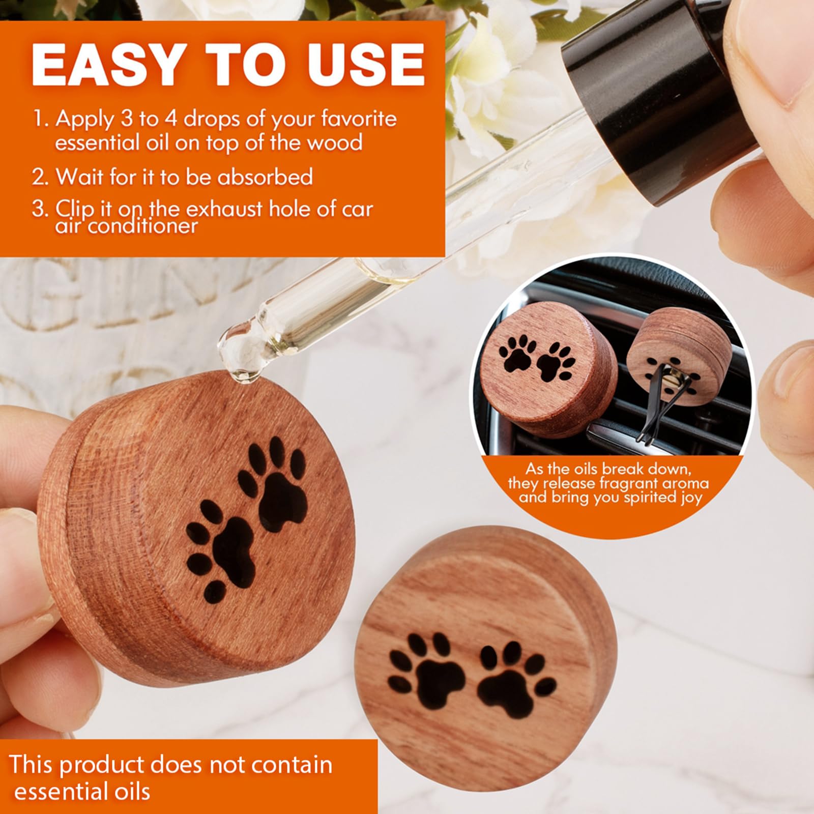 Lot de 2 diffuseurs d'huiles essentielles pour voiture en forme de patte de chat avec clip d'aération