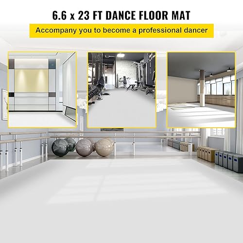 Vista 2 de VEVOR Pista de baile de 6.6 x 23 pies, rollo de pista de baile de vinilo de PVC de 0.06 pulgadas de grosor, tapete de baile reversible negro/blanco