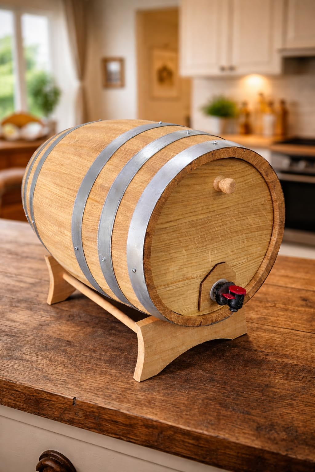 Botte in Legno per Bag in Box 10 Litri – Porta Sacca Vino con Rubinetto, Dispenser Vino Artigianale, Contenitore Decorativo per Casa, Enoteca, Ristorante