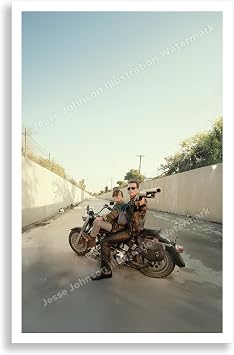 Escape from the Future - Terminator 2 Judgment Day Poster 11x17 Arnold Schwarzenegger T-800 Saves John Connor on Motorcycle Chase from Semi Truck Classic 1991 Sci-Fi Action Movie Wall Art Print Futuristic Film Decor Gift for Fans of 80s 90s Movies
