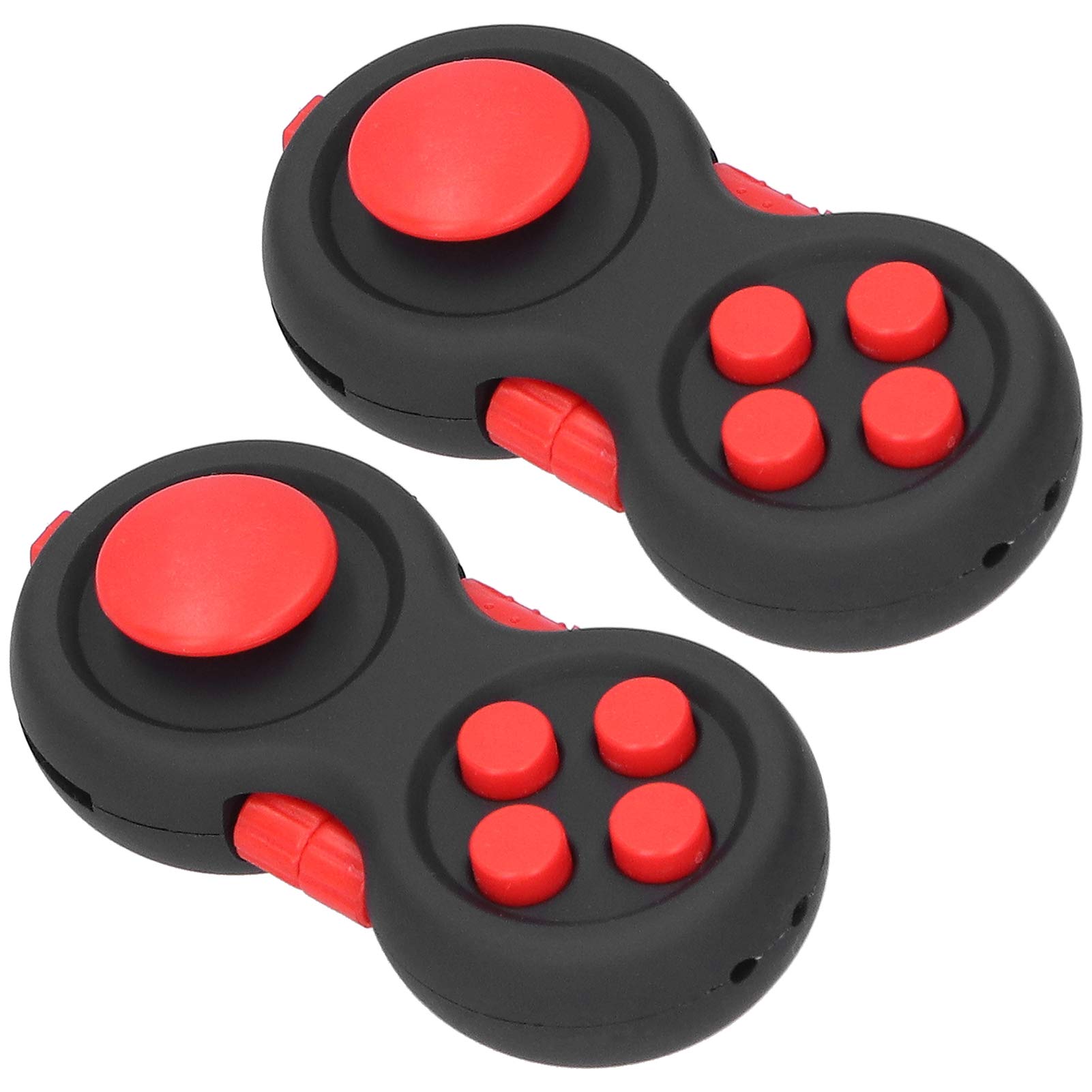ZJchao 9-in-1 Fidget Pad for Kids Adults with 9 Functions Joystick Flip Scroll Click Move Massage Stress Relief Toy for Anxiety ADHD ADD (Black Red with Ox Horn Decor)