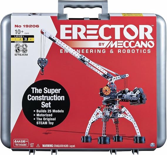 MECCANO Erector Super Construction 25-in-1 Motorized Building Set, Steam Education Toy, 638 Parts, for Ages 10+