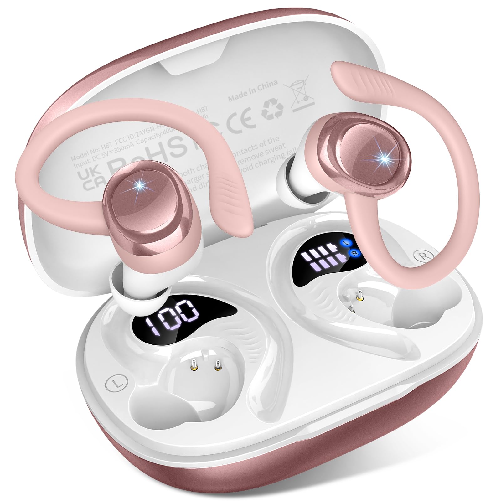 Amazon.co.jp: イヤホン bluetooth 耳掛け ワイヤレスイヤホン 【2026