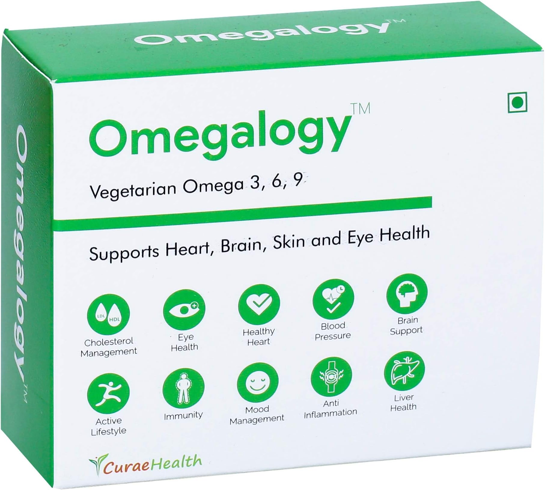 Curae Health OMEGALOGY – Vegetarian Omega 3-6-9, Double Strength - New Formulation. 60 Vegan Capsules