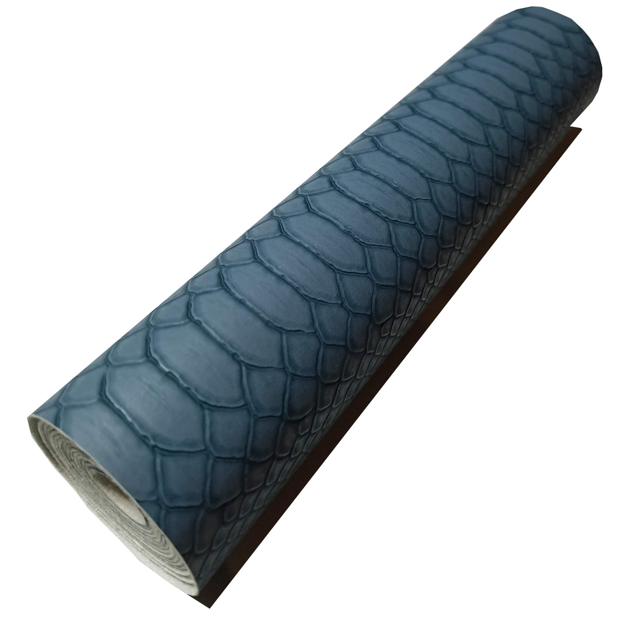 Podlinen Grey Blue Choice Of 12 Cols .Mini Rolls Snake Skin Textured Faux Leather Pvc Grained Leatherette Fabric. 10/20/30/40 X 130Cm (, 40 X 130 Cm)