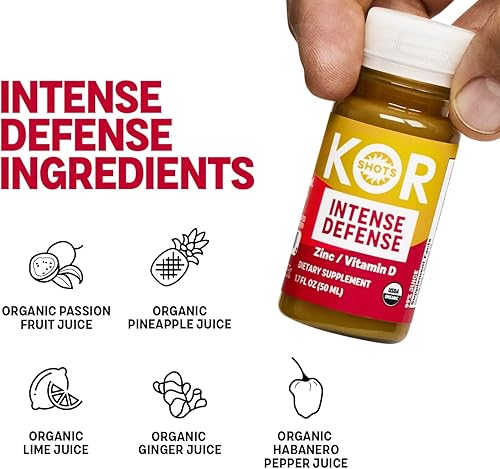 Miniatura 2 de KOR Shot s Vitamina D y Zinc Shot - 1.7 onzas líquidas - Defensa intensa - 100% DV de zinc y 235% DV de vitamina D - Certificado orgánico USDA