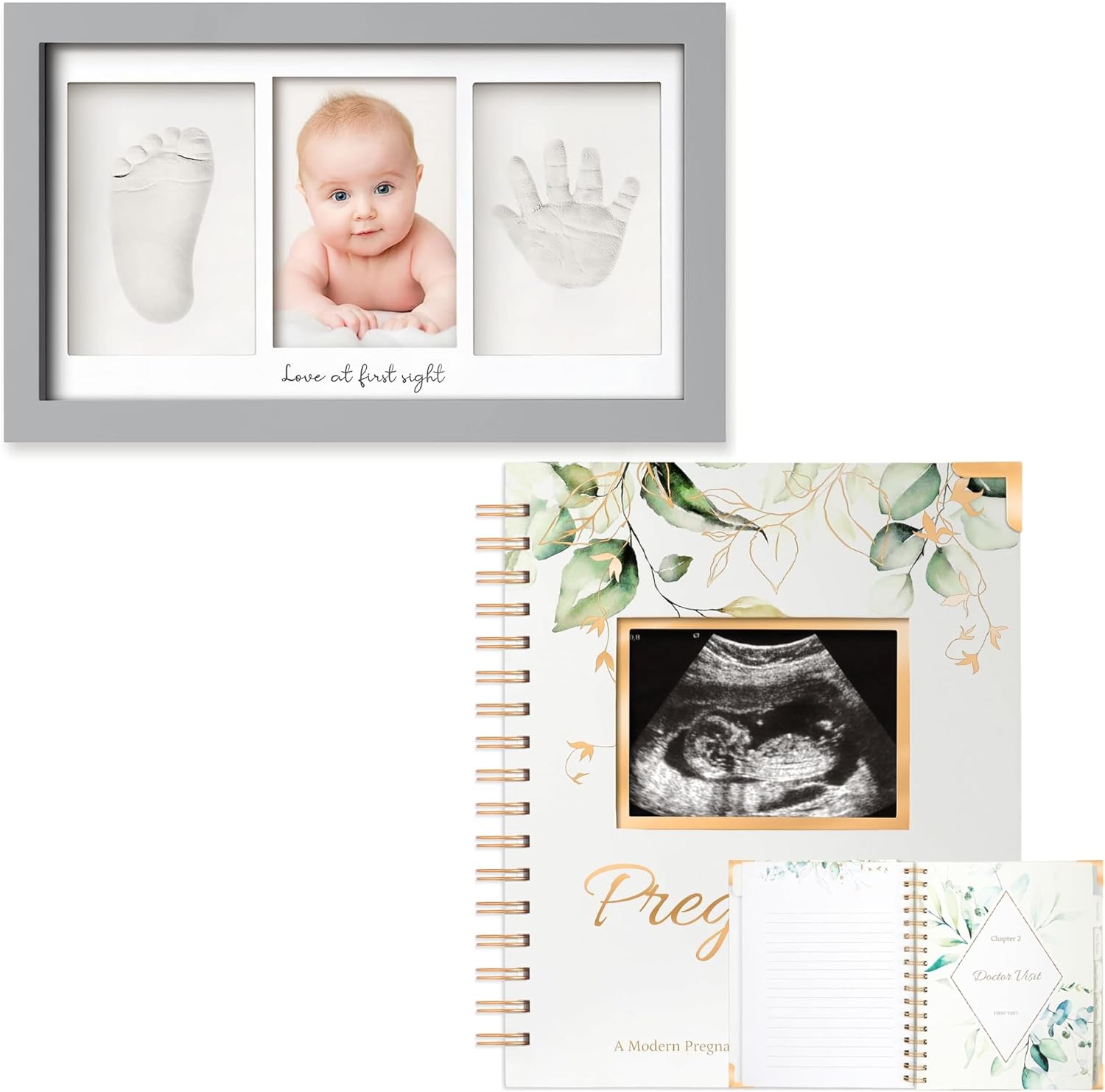 KeaBabies Baby Hand and Footprint Kit & Pregnancy Journal for Moms to Be - Baby Footprint Kit - 90 Pages Hardcover Pregnancy Book - Newborn Keepsake Frame - Pregnancy Journals for First Time Moms
