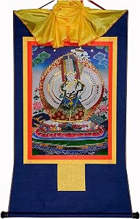 budista tangka, colgado de la pared tibetana, Usnisa Sitatapatra (sombrilla blanca), brocado de pintura budista Thangka, for Zen (color: azul, tamaño: pequeño (35 cm * 27 cm) (Colo ( Color : White , S