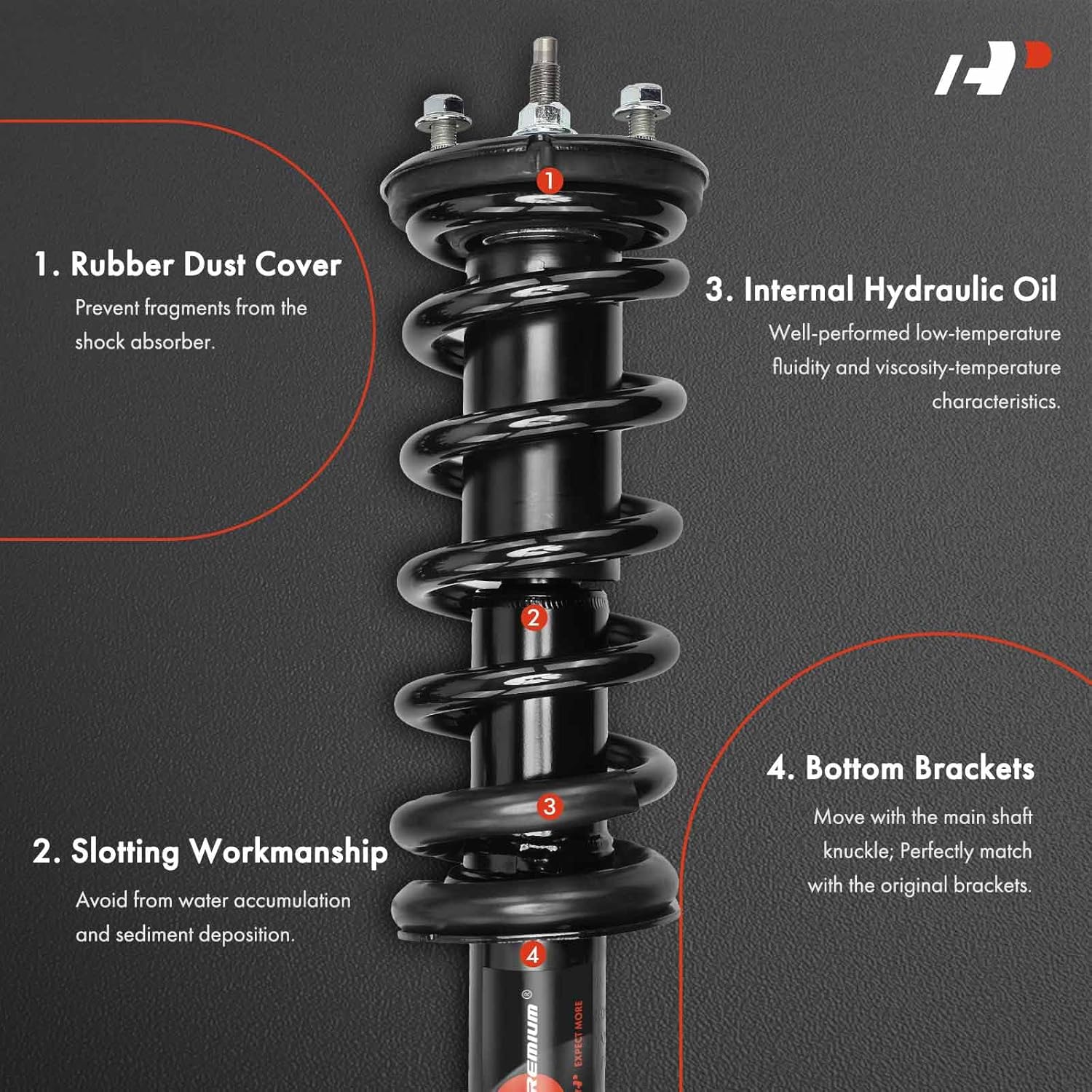 A-Premium Set (4) Front and Rear Shock Absorber and Complete Strut and Coil Spring Assembly Compatible with Nissan Frontier 2006-2019, RWD, Driver and Passenger Side