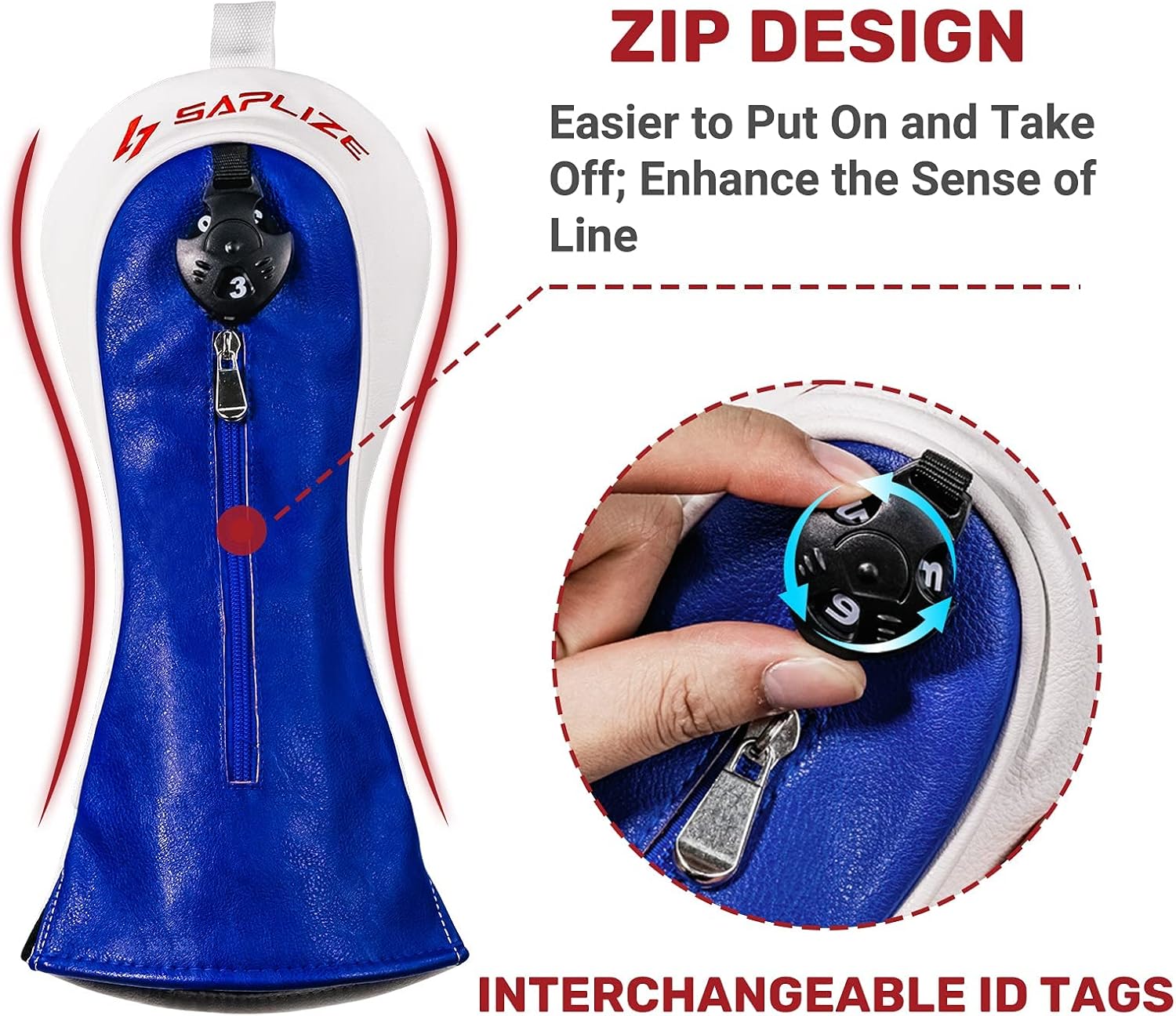 SAPLIZE Golf Club Head Covers Fits Driver Fairway Wood and Hybrid, Premium PU Leather Golf Headcovers for Clubs Protector, Embroidered Stars and Stripes Flag Design : Sports & Outdoors