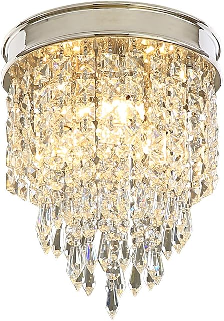 Pluslamp Mini Chandelier,Ceiling Lighting,Crystal Chandeliers,Crystal Ceiling lamp Flush Mount Ceiling Pendant Light for Closet Corridor Bedroom Living Room 3 Lights