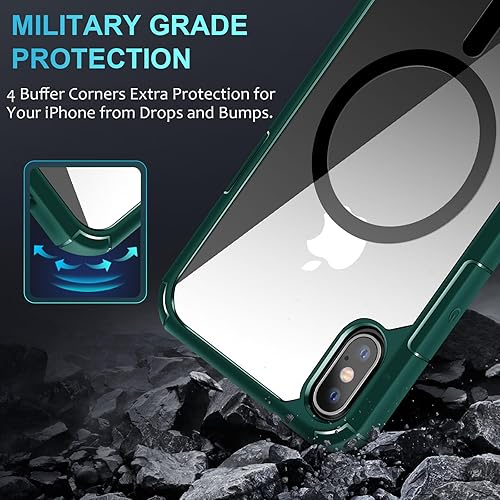 Miniatura 3 de ZZDZZ Funda magnética diseñada para iPhone Xs Max compatible con MagSafe con protector de pantalla antiarañazos (verde)