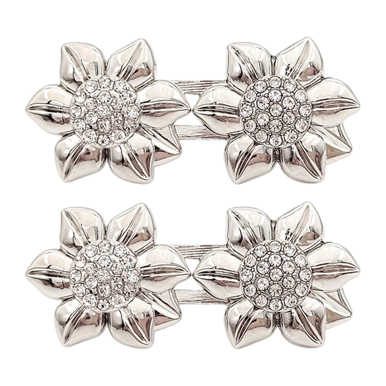 MICFENY Not Sew Rhinestones Crystal Flower Adjustable Waist Cincher Button Pin Closure Alloy Fashion Decoration