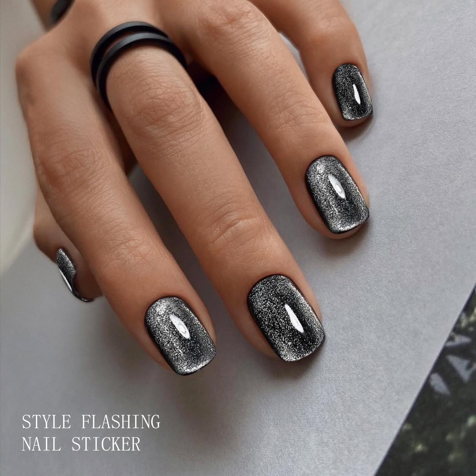 JMEOWIO Naklejka na paznokcie żel UV czarne żelowe naklejki na paznokcie półutwardzone naklejki do paznokci Deco Nail Design Manicure