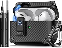 Vista 19 de Compatible con AirPods Pro 2ª/1ª generación, estuche con cierre magnético automático y kit de limpieza, compatible con funda Magsafe - Negro