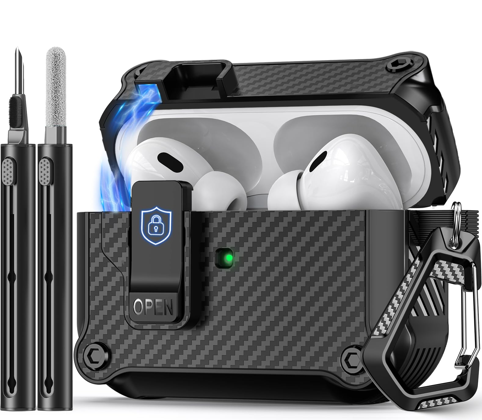 Pohgelan Compatible with AirPods Pro 2nd/1st Case (Black)