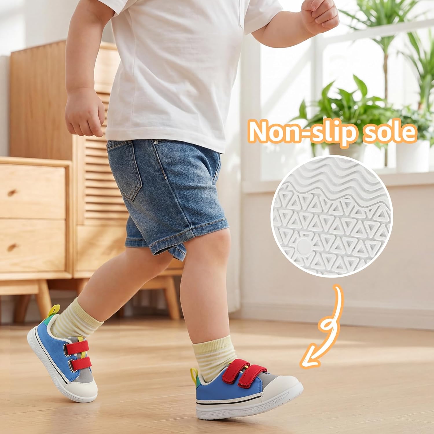 STQ Toddler Wide Toe Box Shoe Girl Boy Barefoot Hook and Loops Non-Slip Walking Baby Sneakers - Image 6