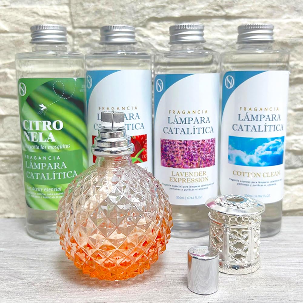 Pack Ahorro Lámpara Catalítica Orange Diamonds + Fragancia Wild Strawberry (500ml) + Limpiador Neutro (200ml) + Mecha de Repuesto