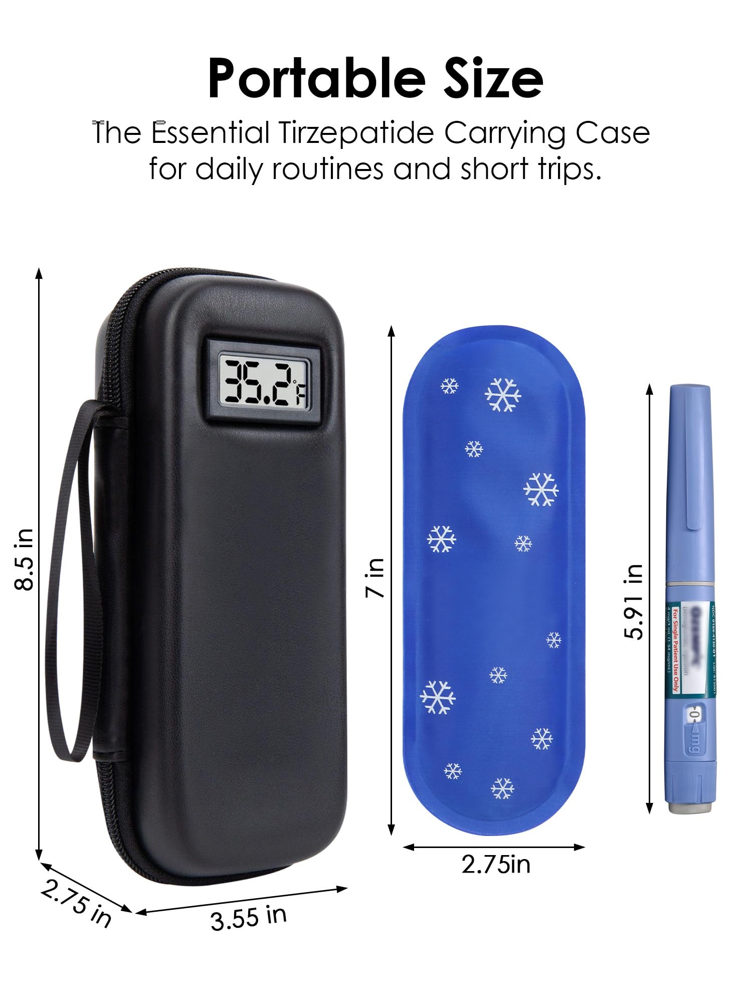 Insulin & GLP-1 Travel Cooler Case with Temperature Display, TSA Approved Portable Medical Cooler for Ozempic Wegovy Mounjaro Zepbound Pens, Diabetic Medicine Cooler Bag with 2 Ice Packs : Health &