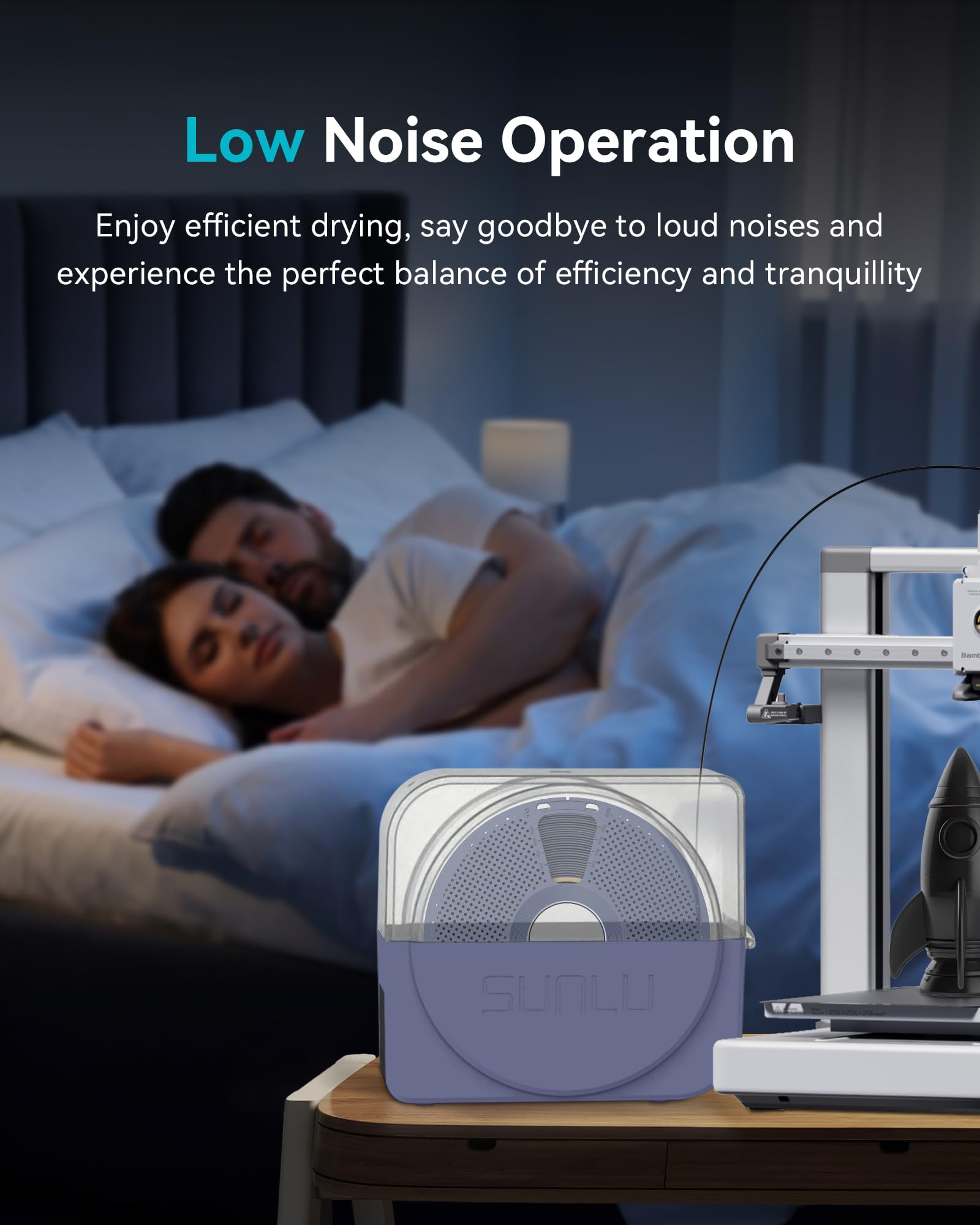 SUNLU Asciugatore per Filamenti Ufficiale con Ventilatore a Circolazione, Scatola di Stoccaggio ed Essiccazione per Filamenti Stampante 3D 1.75 2.85 3.00mm, S1 Plus Grigio Blu