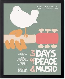 Poster Master Woodstock Poster - 3 Days of Peace & Music Print - Festival Art - Gift for Him, Her & Musician - Chic Decor for Bedroom, Living Room & Studio - 8x10 UNFRAMED Wall Art