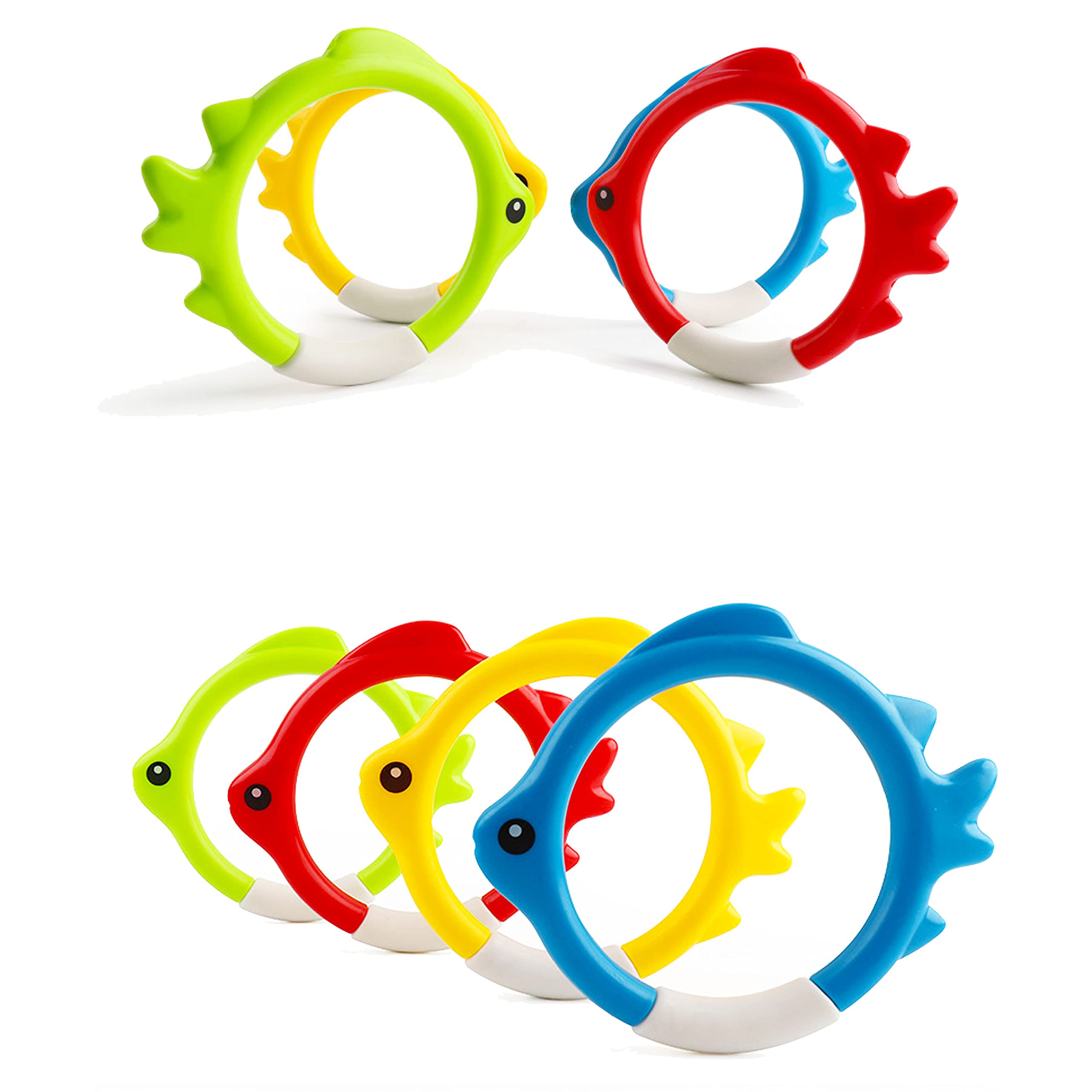Carykon 8 Pieces of 4 Colors Diving Fish Ring Swimming Pool Toy Diving Retrieve Diving Training Practice Sea Fish Ring Throwing Game - Image 3