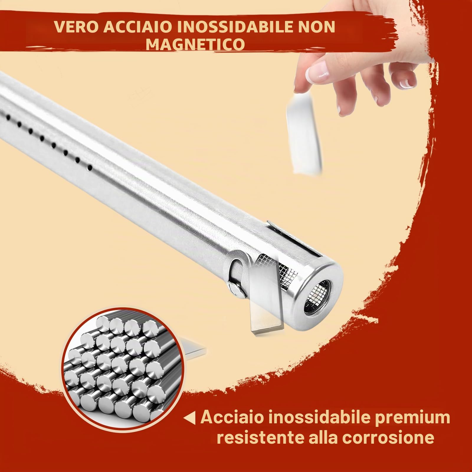 Denmay Parti di ricambio universali per barbecue Charbroil, Barbecook Vanilla, Barbecook 300, Tenneker TG4, bruciatore da 31-45 cm, copertura bruciatore da 37 cm e crossover, diffusore fiamma