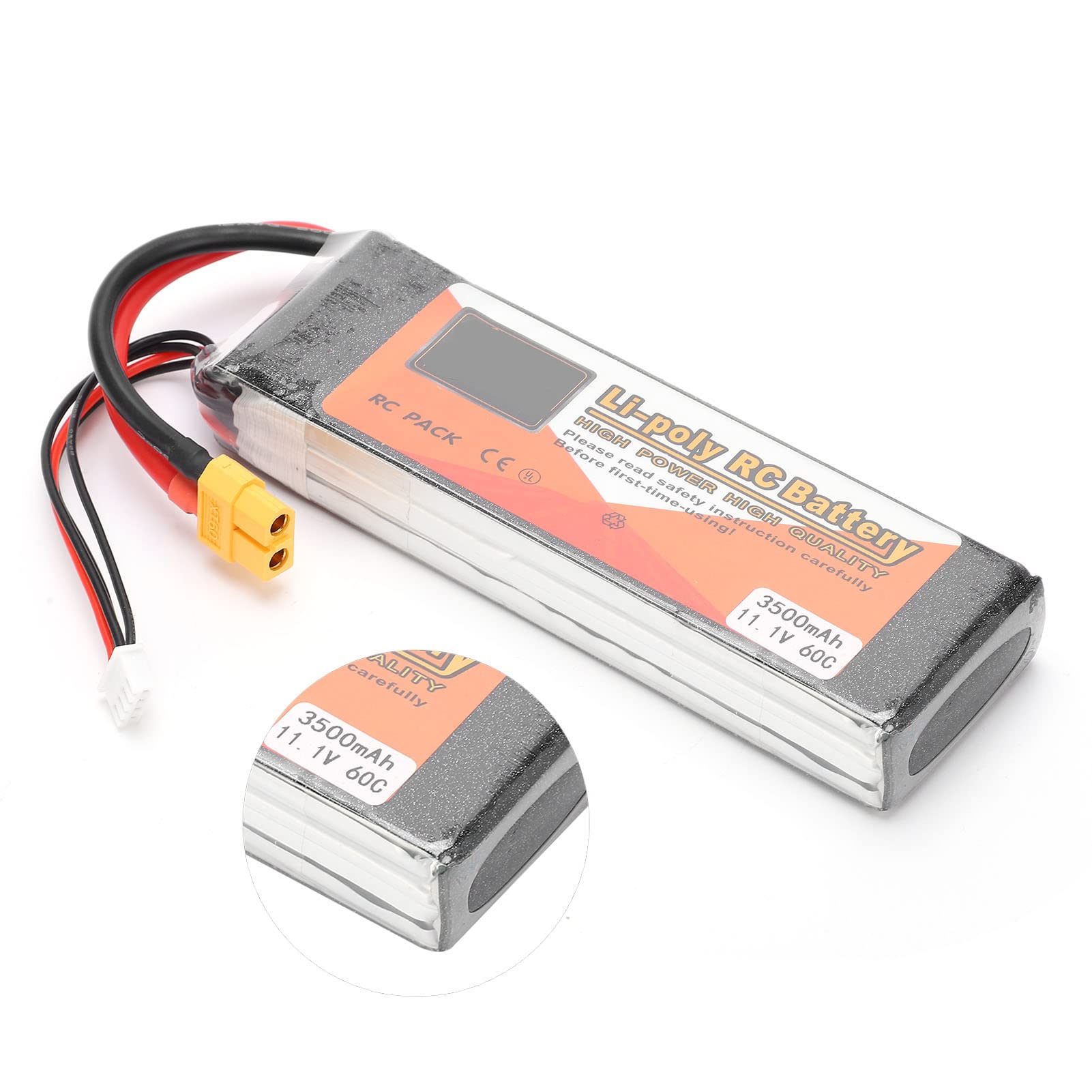 Batteria Lipo 11,1 V 3500 mAh 3S 60C Spina XT60 Batteria RC ricaricabile ad alte prestazioni per auto RC Droni Aerei Barche Batteria ai polimeri di litio leggera e durevole
