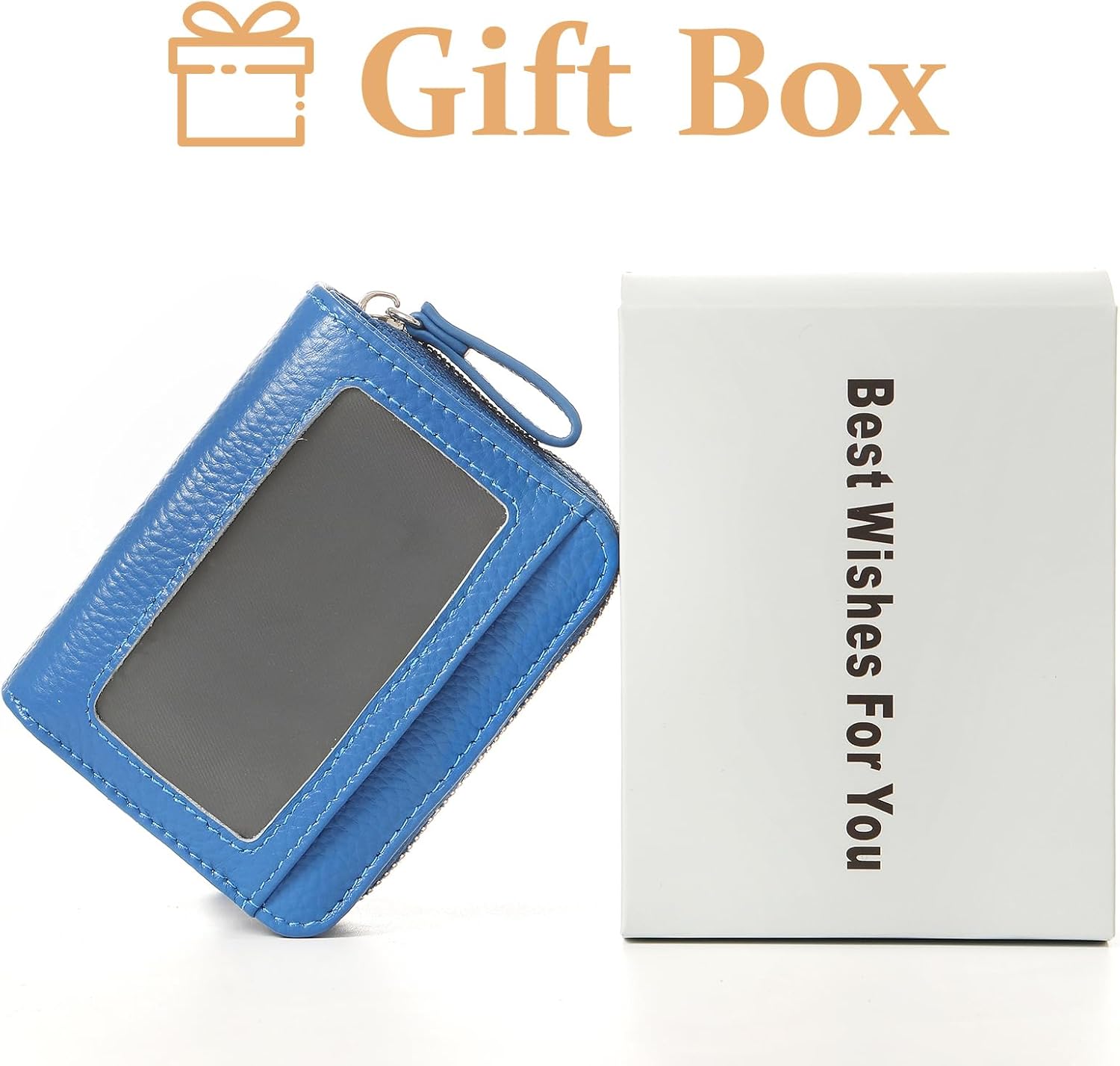 Genuine Wallet Women RFID Blocking Card Holder, Small Leather Womens Wallet with Zipper ID Window Coin Pocket - Image 5