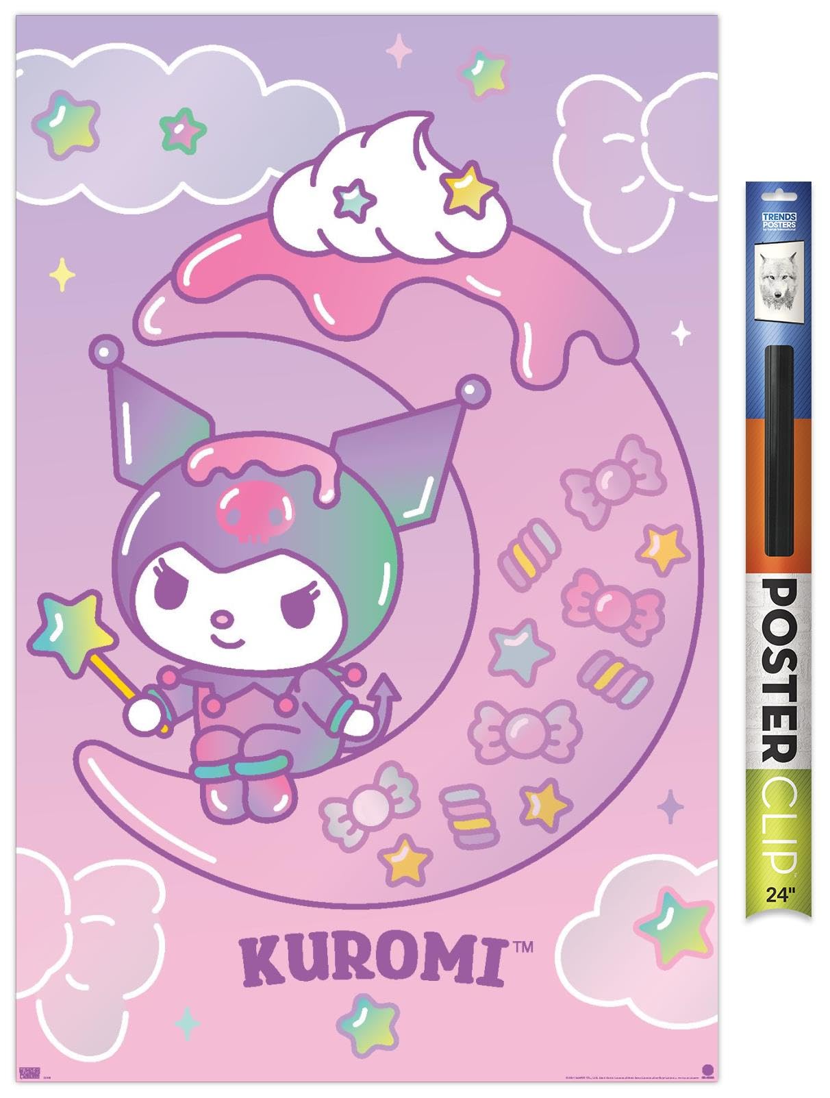 Hello Kitty and Friends: 24 Dreamland - Kuromi Wall Poster, 34L" x 22.4W", Premium Poster & Clip Bundle