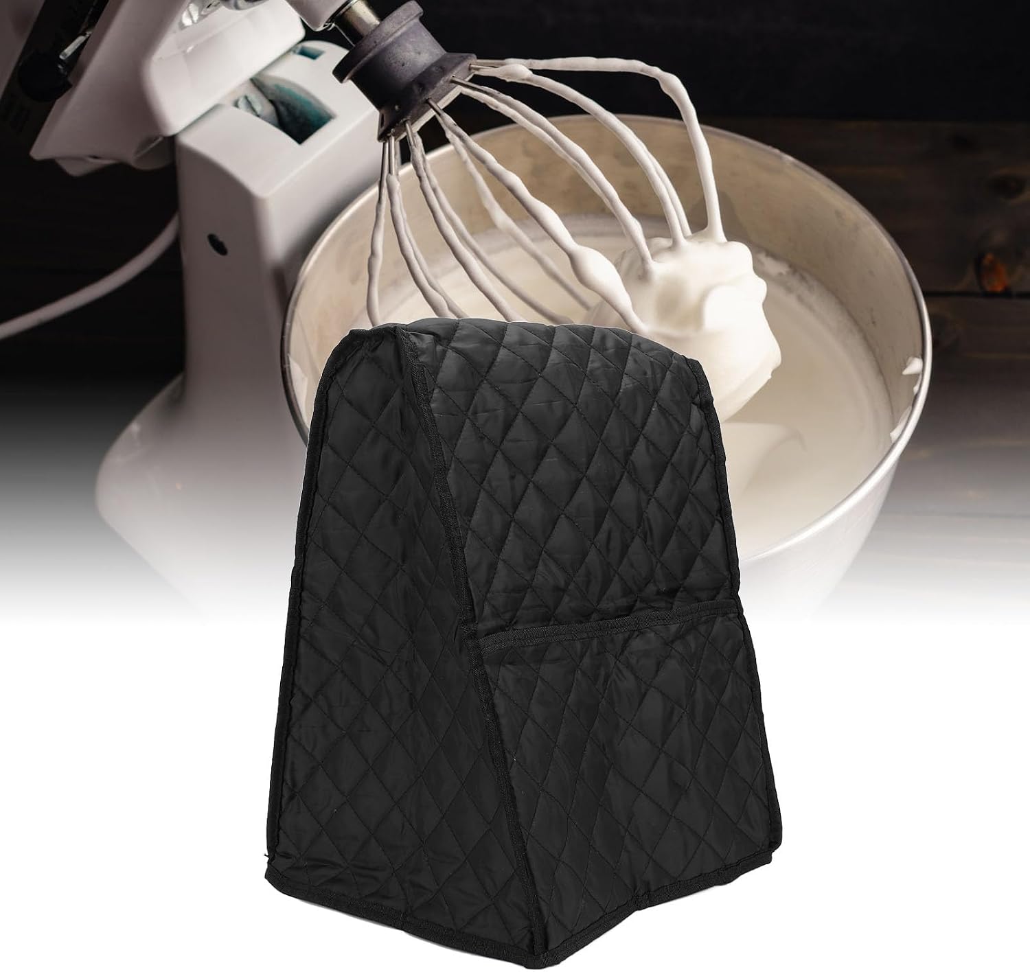 Stand Mixer Cover Lightweight Soft Protective Quilted Fabric Kitchen Mixer Dust Proof Cover for Kitchen Appliances Black 11.8 x 11.8 x 16.9 Inches