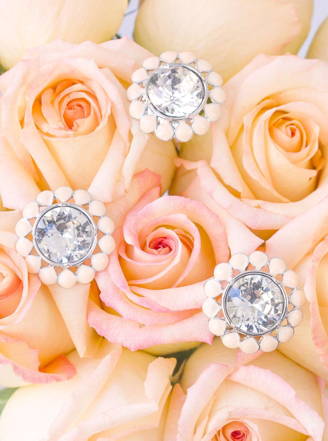 Swarovski Flower Brooch Bouquet Stems Peach, 6 Stems