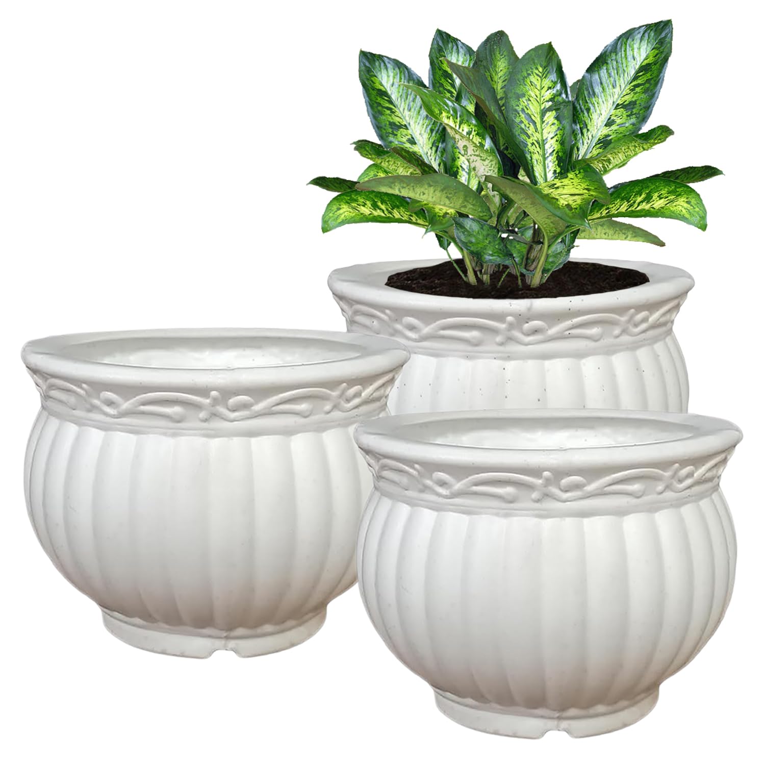 Heart Home Kanha Matki Flower Pot - White -8