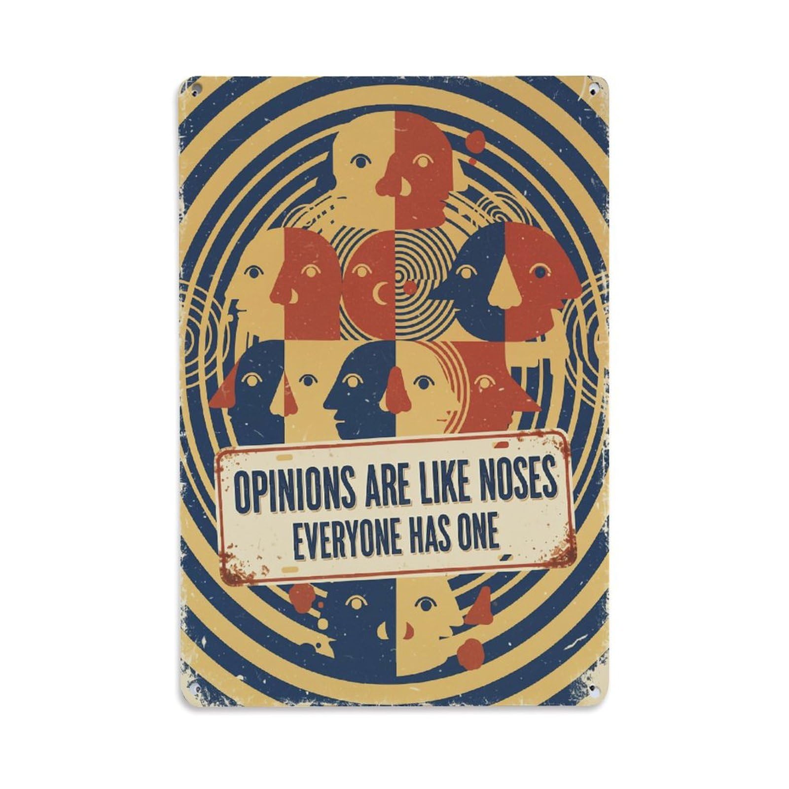 Jdfenggu Vintage Opinions Are Like Noses Retro Metal Tin Sign, Metal Poster For Bar, Home, Man Cave, Kitchen, Laundry Room Art Decor 8X12 Inch