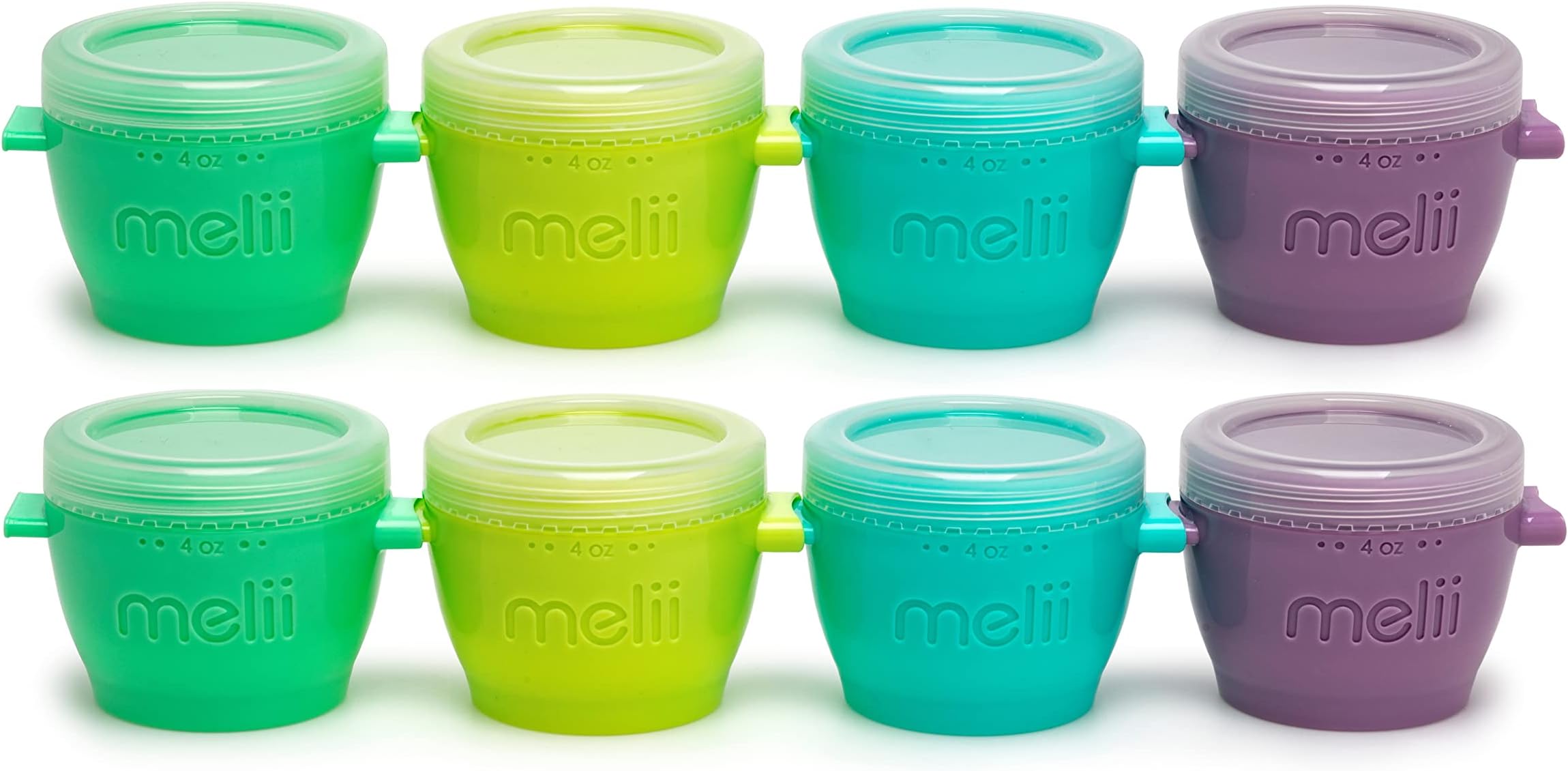 melii Snap & Go Baby Food Storage Containers with lids, Snack Containers, Freezer safe - Set of 8, 4oz