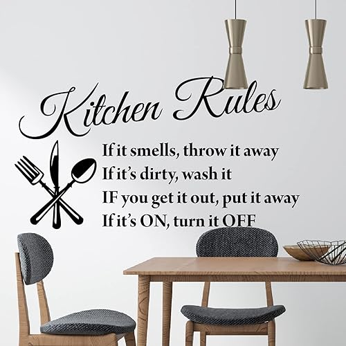 Miniatura 3 de Calcomanías de pared de reglas de cocina, calcomanías de pared para comedor, citas de pared, calcomanías de vinilo removibles para cocina, comedor,