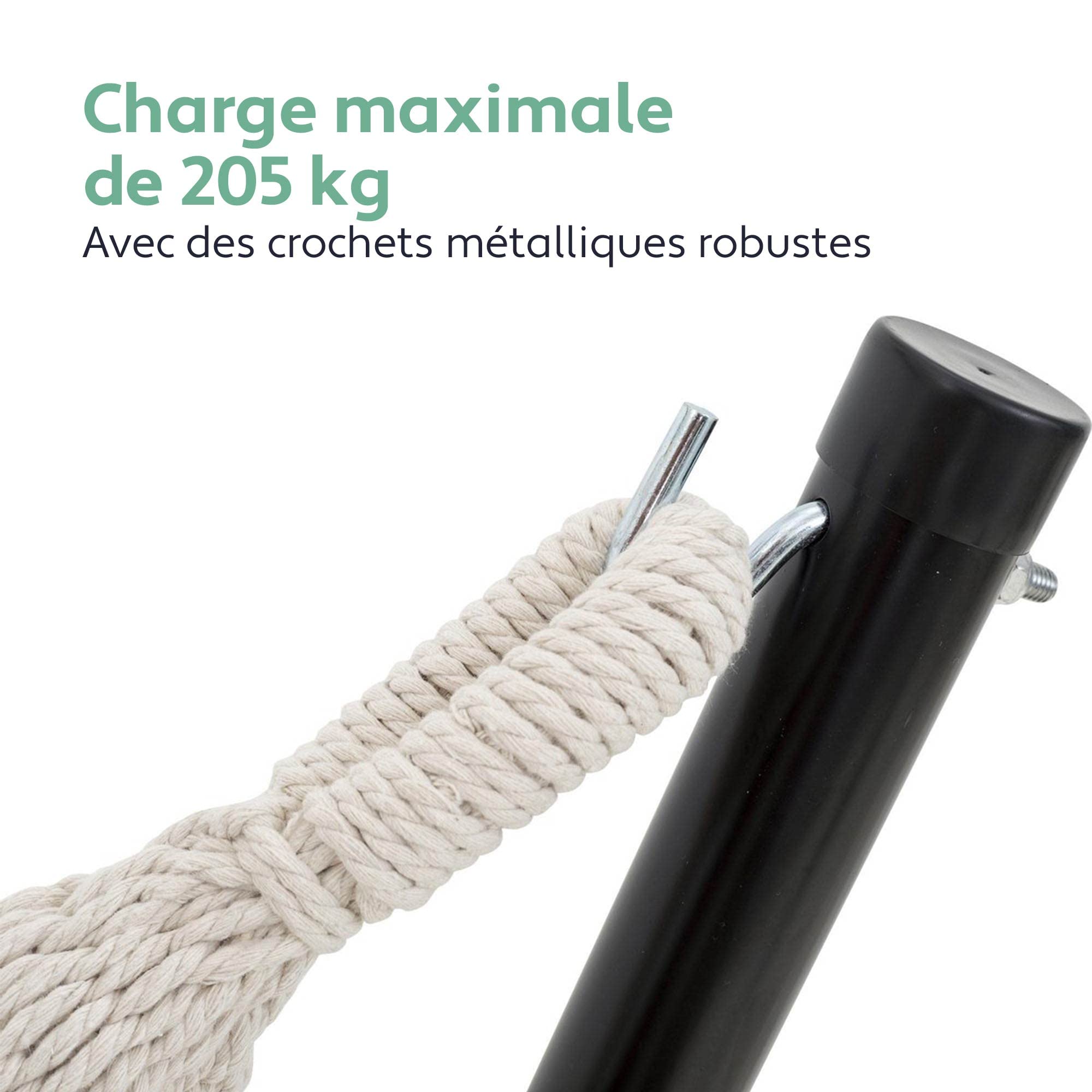 Vita5 Support de Hamac sur Pied en Acier Revêtu Charge Max 205kg pour Intérieur Extérieur