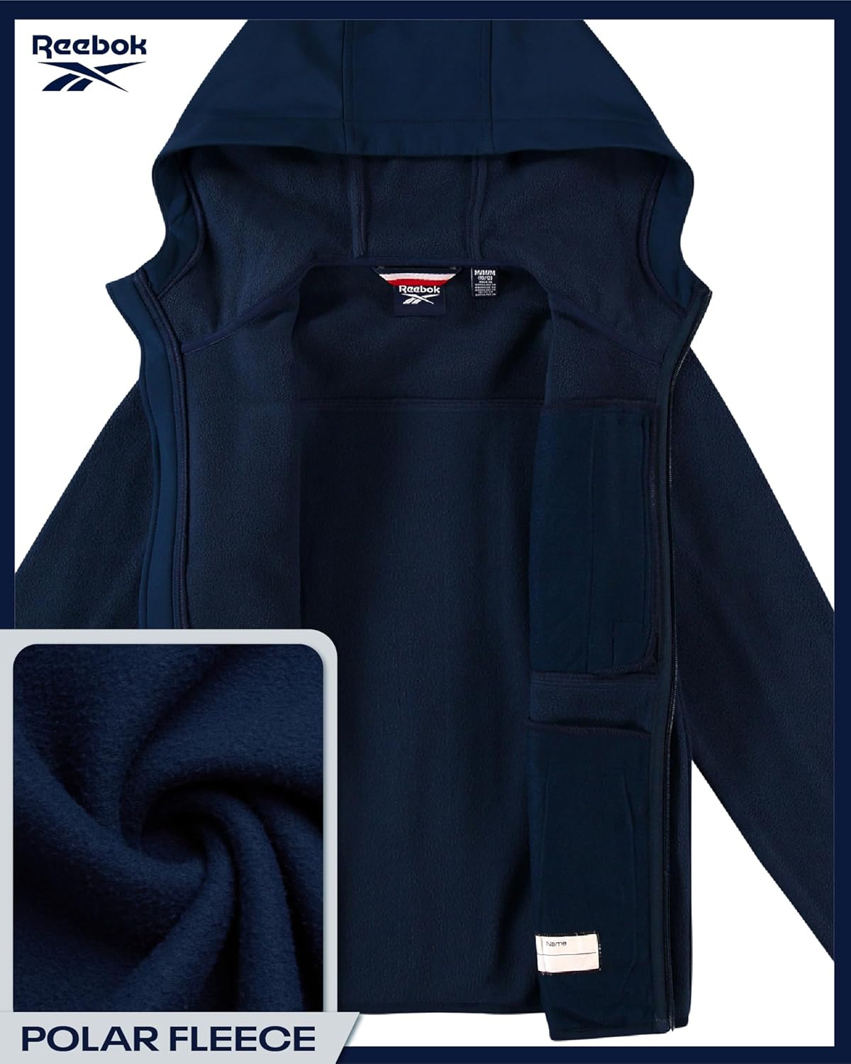 Reebok Boys Fleece Jacket - Weather Resistant Polar Fleece Lined Full Zip Boys Winter Coat - Cozy Hooded Kids Winter Jacket - Image 5