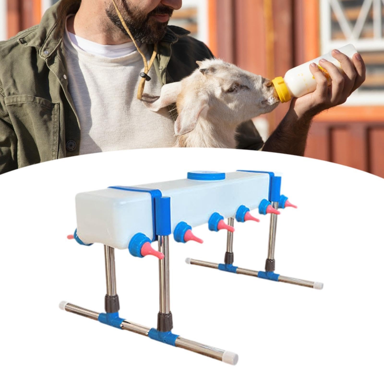 Comedero para Ganado Vacuno de Granja Lamb-firer, para El Cuidado de Animales, Cubo de Alimentación de Leche para Terneros de Granja, 12 Cabeza con Soporte
