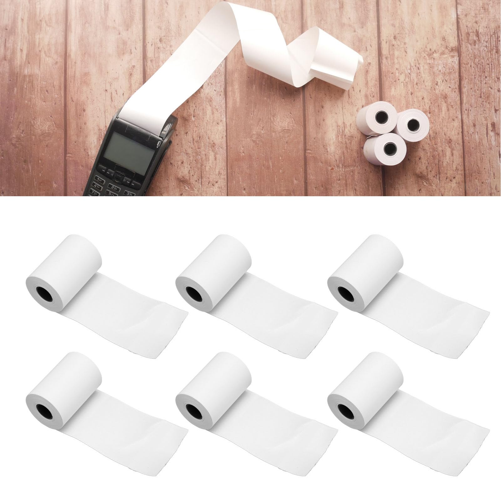 Rolki papieru termicznego 50 rolek Premium, gruby, wygładzający, szybki druk Żywe, białe rolki papieru paragonowego do drukarek POS i drukarek etykiet 57 mm x 50 mm (Bez rdzenia rurowego)