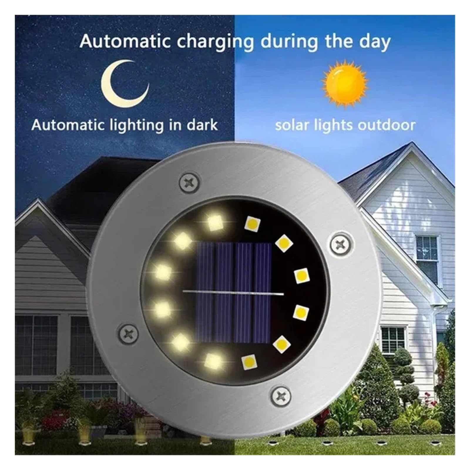 8LED/20 Luce A Disco A Energia Solare Giardino Esterno Sotterranea Da Ponte Faretto Lampada A Led Interrata Decorazione Del Luminoso Ed Elegante(20LED-White,4Pcs)