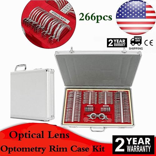 Miniatura 4 de Juego de lentes ópticas de prueba de 266 Uds., kit profesional de caja de optometría con borde de metal, marco de prueba de optometría, prueba