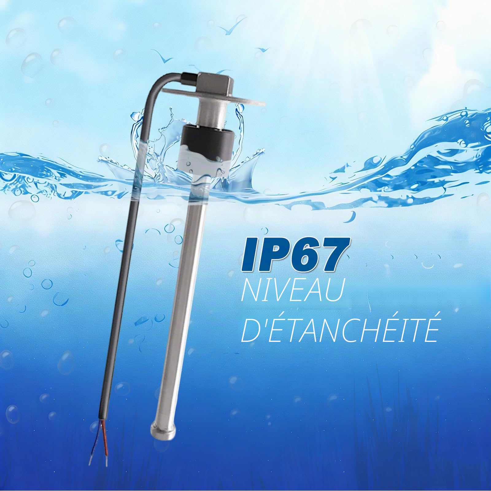 Geloo Capteur de Niveau de Carburant, 0-190 Ohm Capteurs de Niveau d'eau Jauge de Niveau de Carburant pour Véhicules et Bateaux (200mm)