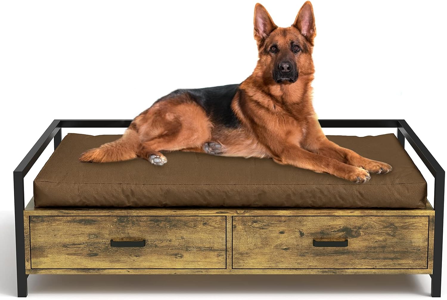 MSMASK Elevated Dog Beds Frame, Dogs Cats Sofa Chair with Drawer, MDF Board & Metal Frame Dog Furniture Modern Style : Pet Supplies