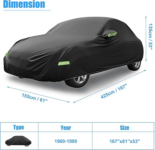 Miniatura 6 de X AUTOHAUX Funda impermeable para automóvil Volkswagen Beetle Bug-Sedan de 2 puertas 1960-1980 para todo tipo de clima, con cremallera de puerta,