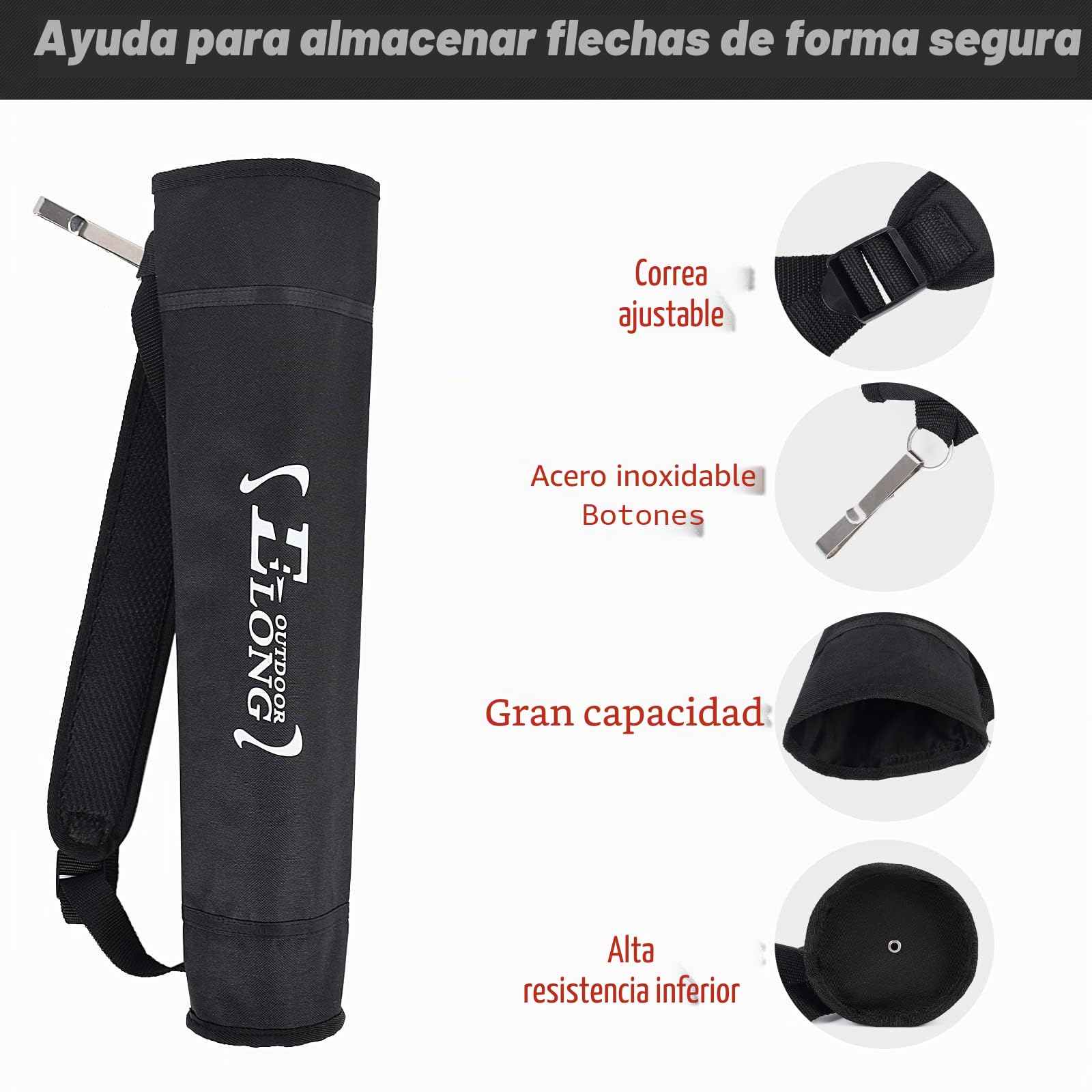 Elong - Carcaj ajustable para arco, arco recurvo compuesto, caza para jóvenes y adultos