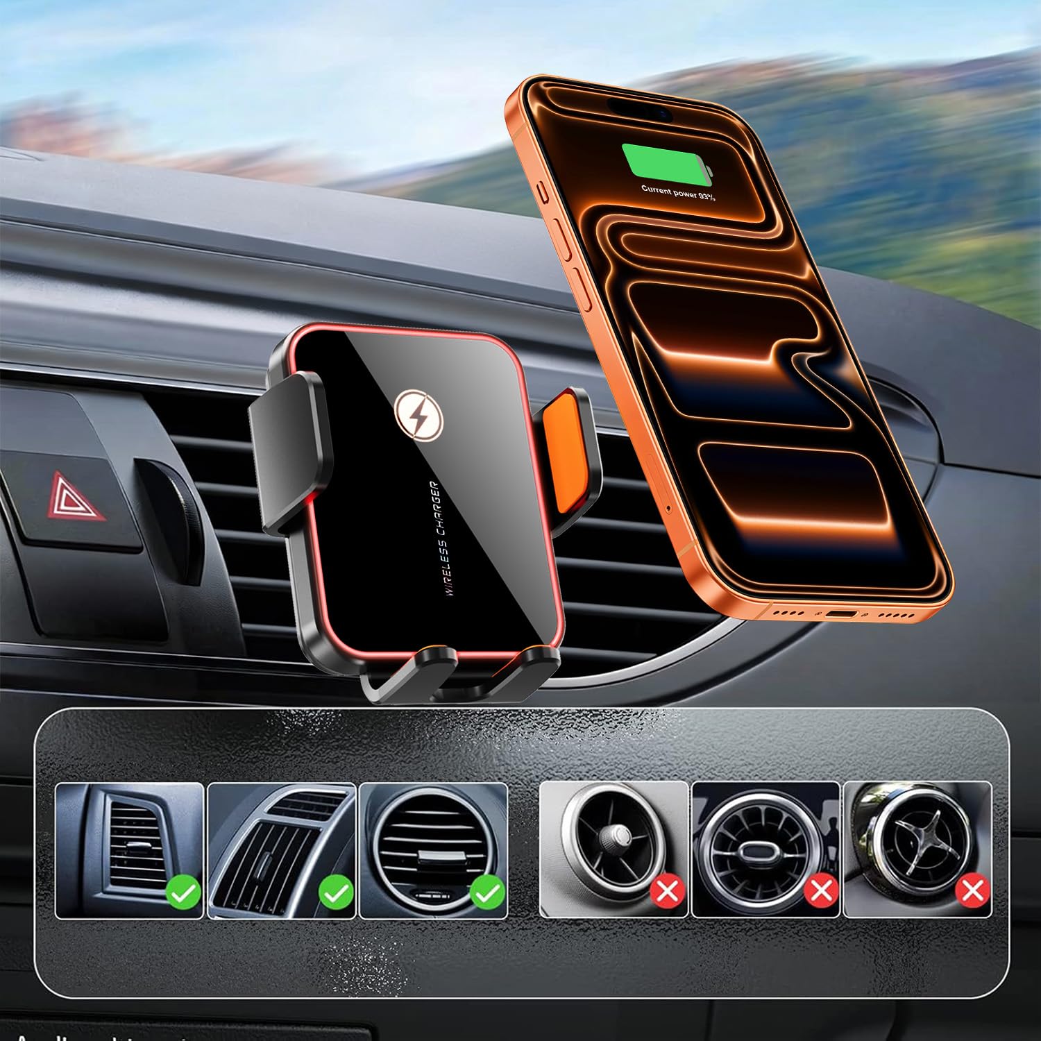 Cargador inalámbrico para coche, sujeción automática, soporte para teléfono