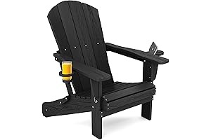 SERWALL HDPE Folding Adirondack Chair with Dual Cup Holder - Composite Adirondack Chairs