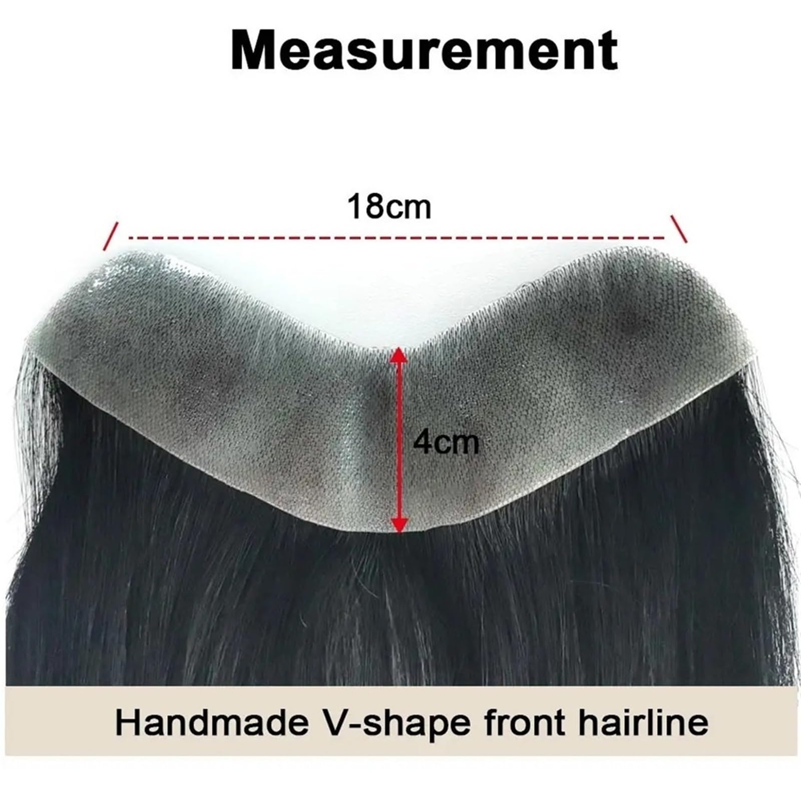 Tupé de pelo para hombres Línea de cabello en forma V, parche piel fina Invisible, línea Natural, postizo humano Sistema de cabello para hombres(5x16cm)